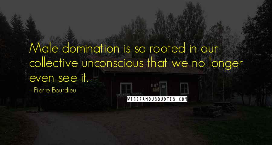 Pierre Bourdieu Quotes: Male domination is so rooted in our collective unconscious that we no longer even see it.