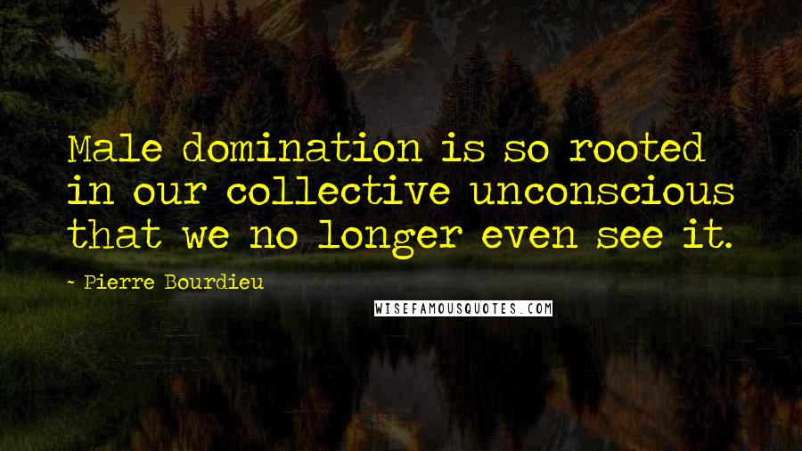 Pierre Bourdieu Quotes: Male domination is so rooted in our collective unconscious that we no longer even see it.