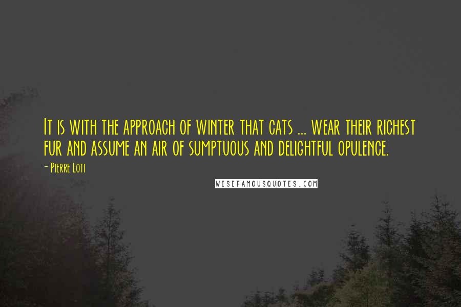 Pierre Loti Quotes: It is with the approach of winter that cats ... wear their richest fur and assume an air of sumptuous and delightful opulence.