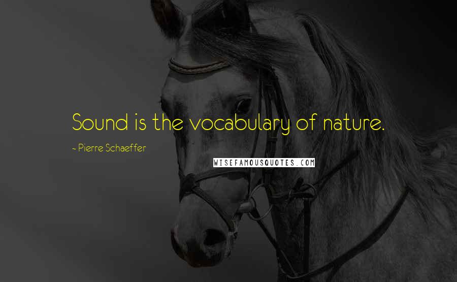 Pierre Schaeffer Quotes: Sound is the vocabulary of nature.