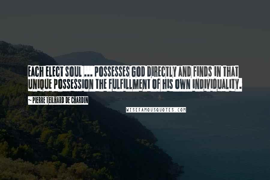 Pierre Teilhard De Chardin Quotes: Each elect soul ... possesses God directly and finds in that unique possession the fulfillment of his own individuality.