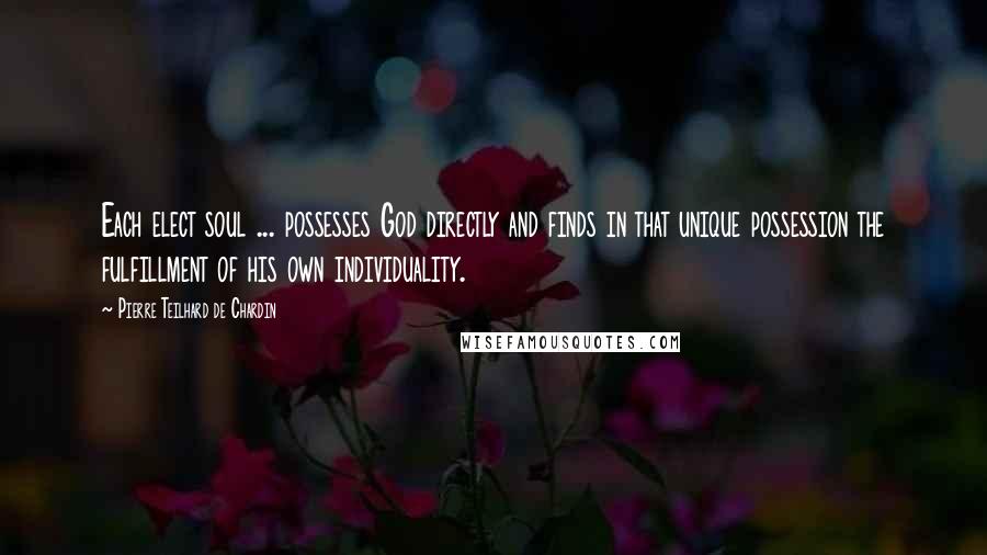 Pierre Teilhard De Chardin Quotes: Each elect soul ... possesses God directly and finds in that unique possession the fulfillment of his own individuality.