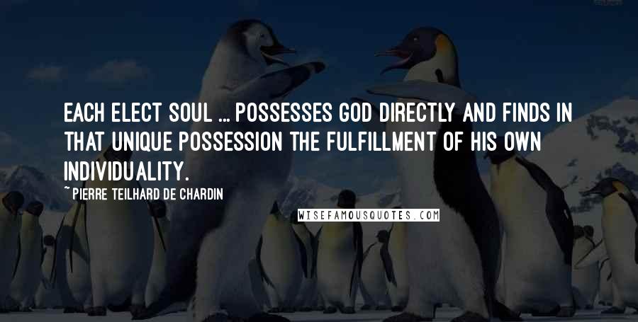 Pierre Teilhard De Chardin Quotes: Each elect soul ... possesses God directly and finds in that unique possession the fulfillment of his own individuality.