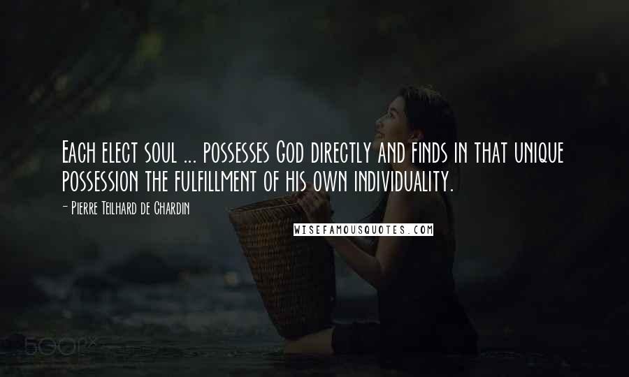 Pierre Teilhard De Chardin Quotes: Each elect soul ... possesses God directly and finds in that unique possession the fulfillment of his own individuality.