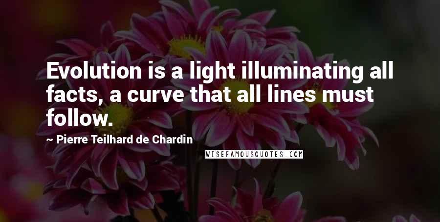 Pierre Teilhard De Chardin Quotes: Evolution is a light illuminating all facts, a curve that all lines must follow.