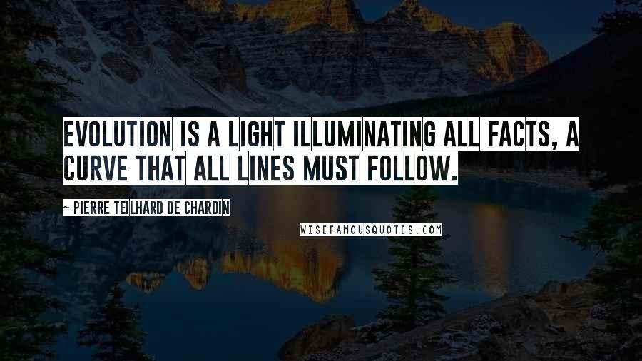 Pierre Teilhard De Chardin Quotes: Evolution is a light illuminating all facts, a curve that all lines must follow.