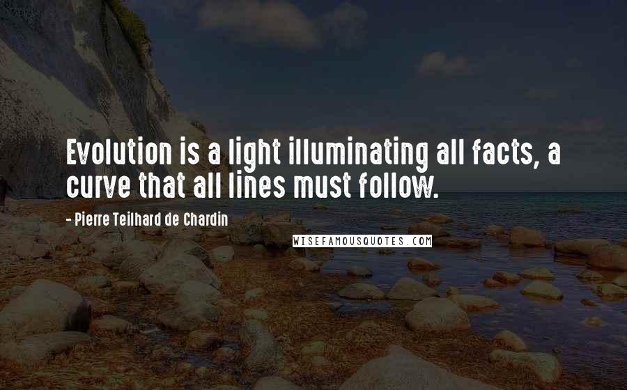 Pierre Teilhard De Chardin Quotes: Evolution is a light illuminating all facts, a curve that all lines must follow.