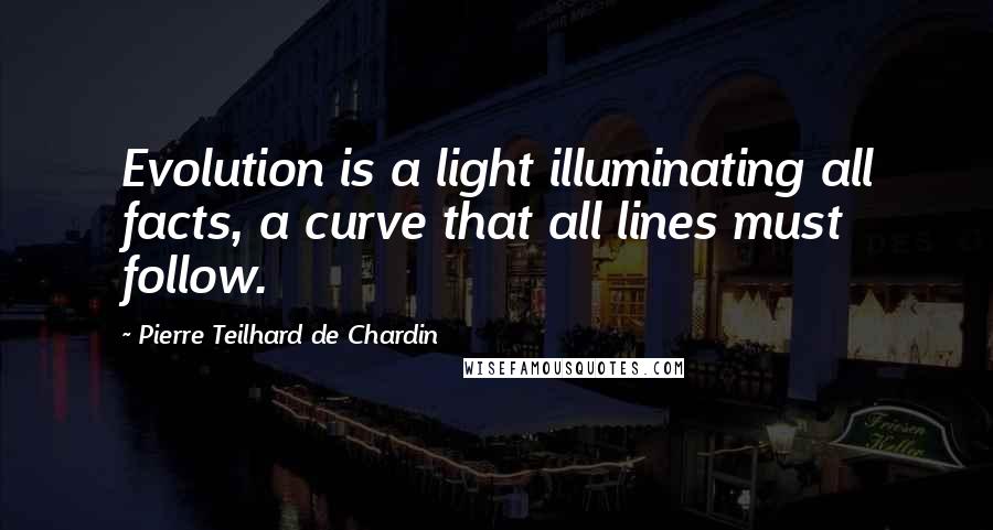 Pierre Teilhard De Chardin Quotes: Evolution is a light illuminating all facts, a curve that all lines must follow.