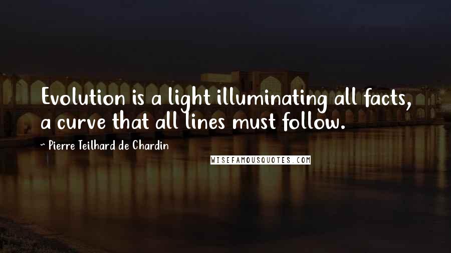 Pierre Teilhard De Chardin Quotes: Evolution is a light illuminating all facts, a curve that all lines must follow.