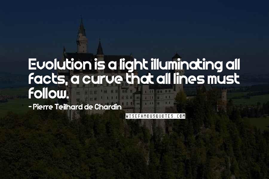 Pierre Teilhard De Chardin Quotes: Evolution is a light illuminating all facts, a curve that all lines must follow.