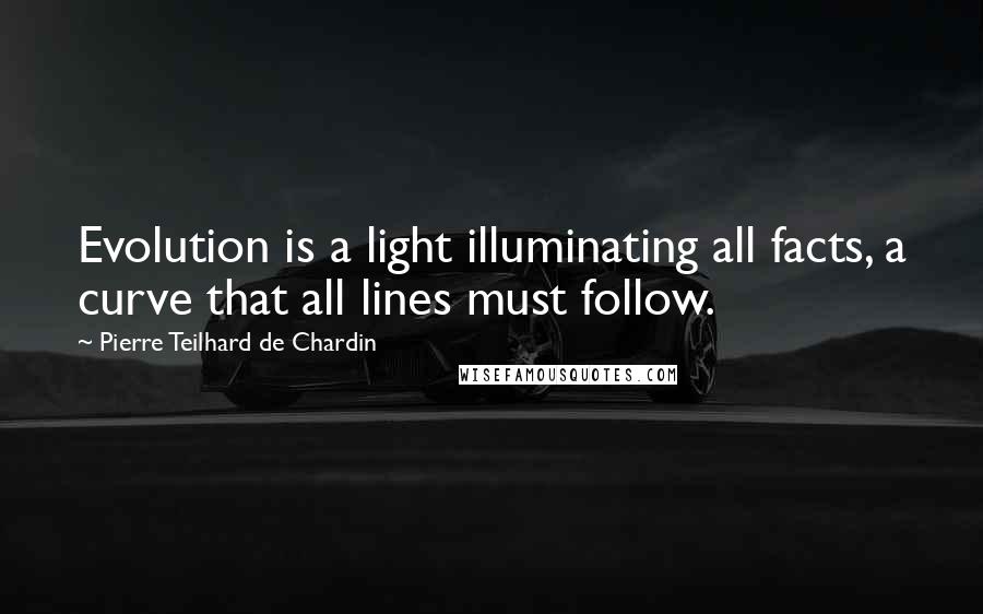 Pierre Teilhard De Chardin Quotes: Evolution is a light illuminating all facts, a curve that all lines must follow.