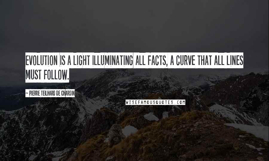 Pierre Teilhard De Chardin Quotes: Evolution is a light illuminating all facts, a curve that all lines must follow.