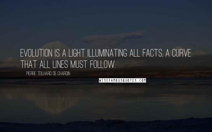 Pierre Teilhard De Chardin Quotes: Evolution is a light illuminating all facts, a curve that all lines must follow.