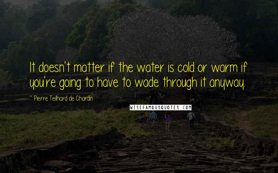 Pierre Teilhard De Chardin Quotes: It doesn't matter if the water is cold or warm if you're going to have to wade through it anyway.