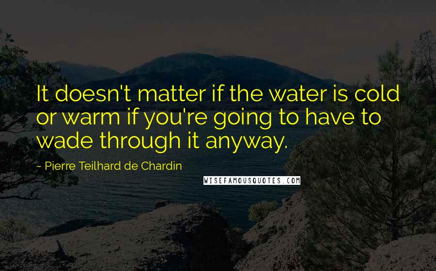 Pierre Teilhard De Chardin Quotes: It doesn't matter if the water is cold or warm if you're going to have to wade through it anyway.