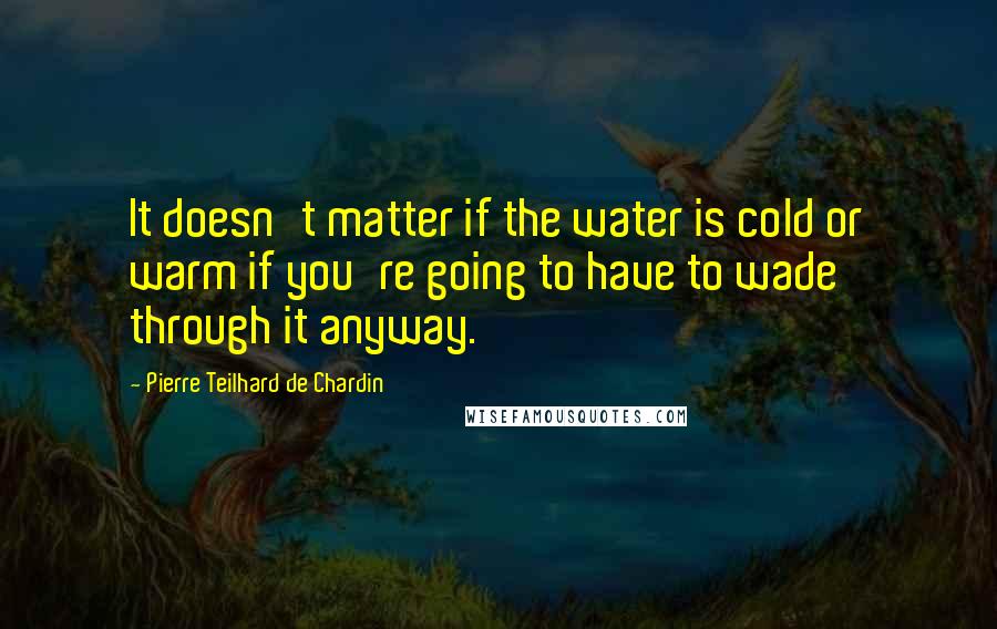 Pierre Teilhard De Chardin Quotes: It doesn't matter if the water is cold or warm if you're going to have to wade through it anyway.