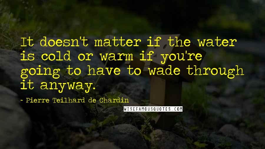 Pierre Teilhard De Chardin Quotes: It doesn't matter if the water is cold or warm if you're going to have to wade through it anyway.