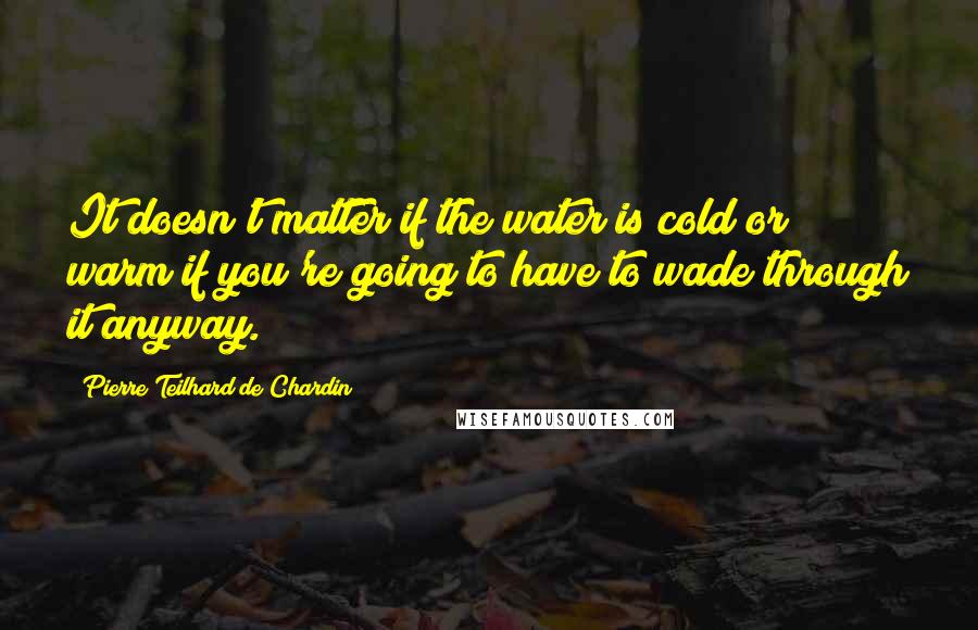 Pierre Teilhard De Chardin Quotes: It doesn't matter if the water is cold or warm if you're going to have to wade through it anyway.