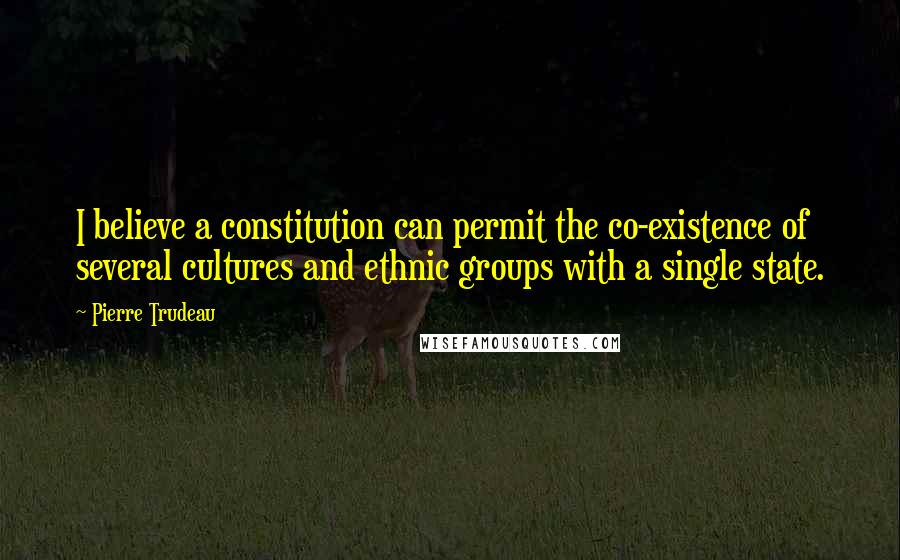 Pierre Trudeau Quotes: I believe a constitution can permit the co-existence of several cultures and ethnic groups with a single state.