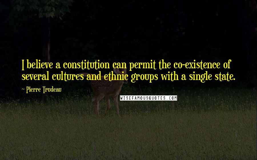 Pierre Trudeau Quotes: I believe a constitution can permit the co-existence of several cultures and ethnic groups with a single state.