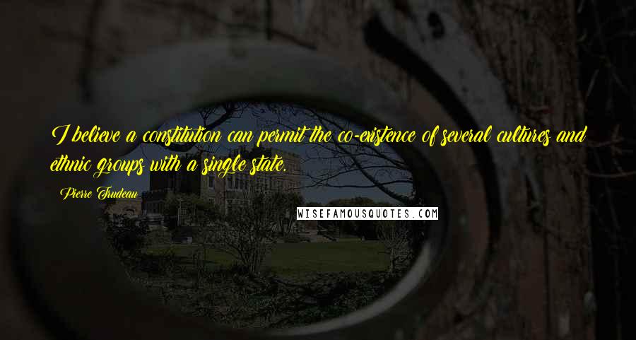 Pierre Trudeau Quotes: I believe a constitution can permit the co-existence of several cultures and ethnic groups with a single state.