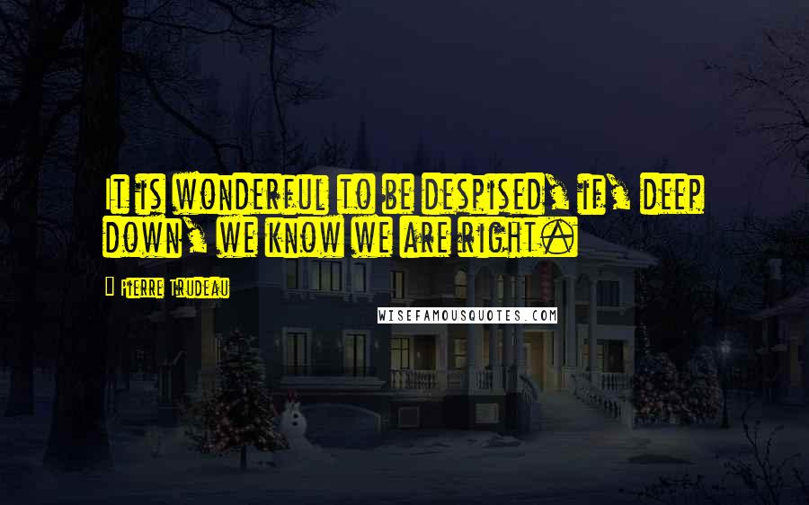 Pierre Trudeau Quotes: It is wonderful to be despised, if, deep down, we know we are right.