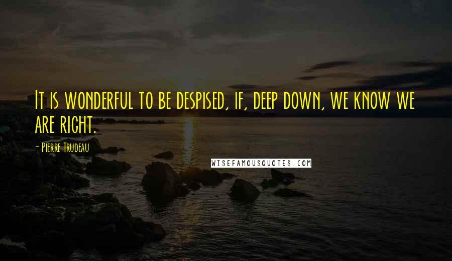 Pierre Trudeau Quotes: It is wonderful to be despised, if, deep down, we know we are right.
