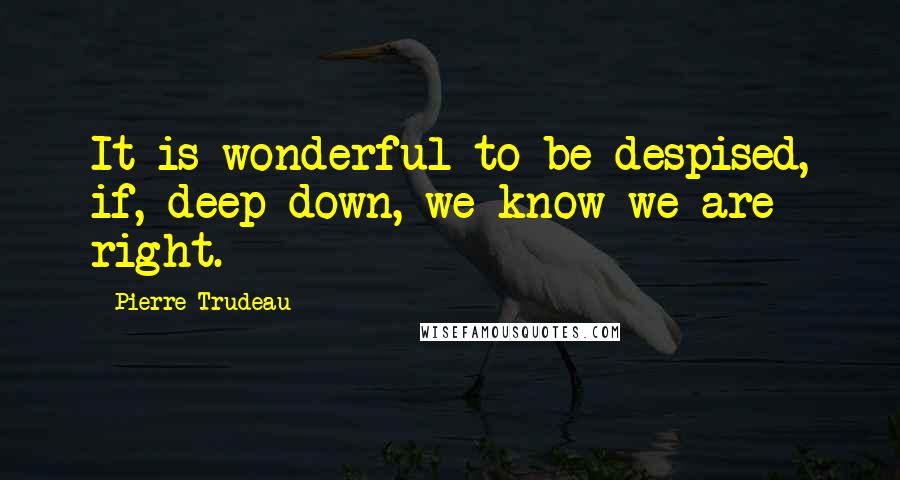 Pierre Trudeau Quotes: It is wonderful to be despised, if, deep down, we know we are right.