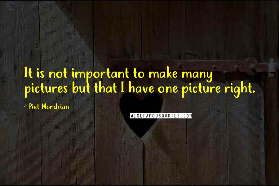 Piet Mondrian Quotes: It is not important to make many pictures but that I have one picture right.