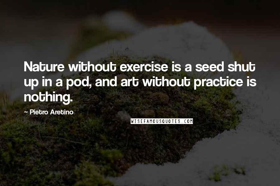 Pietro Aretino Quotes: Nature without exercise is a seed shut up in a pod, and art without practice is nothing.