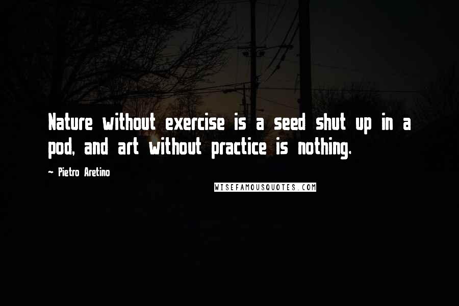 Pietro Aretino Quotes: Nature without exercise is a seed shut up in a pod, and art without practice is nothing.