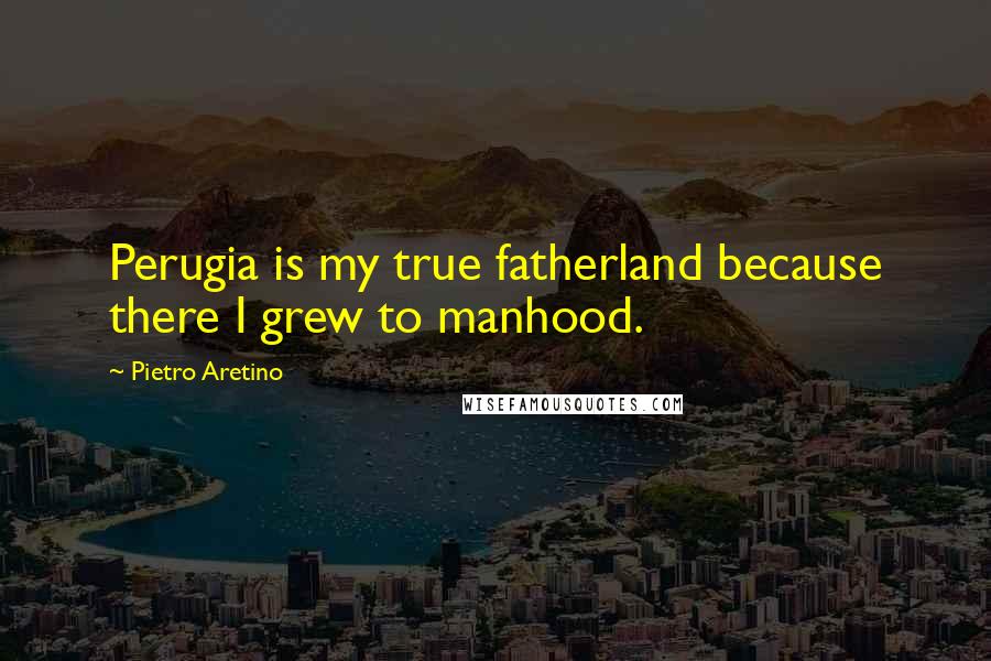 Pietro Aretino Quotes: Perugia is my true fatherland because there I grew to manhood.