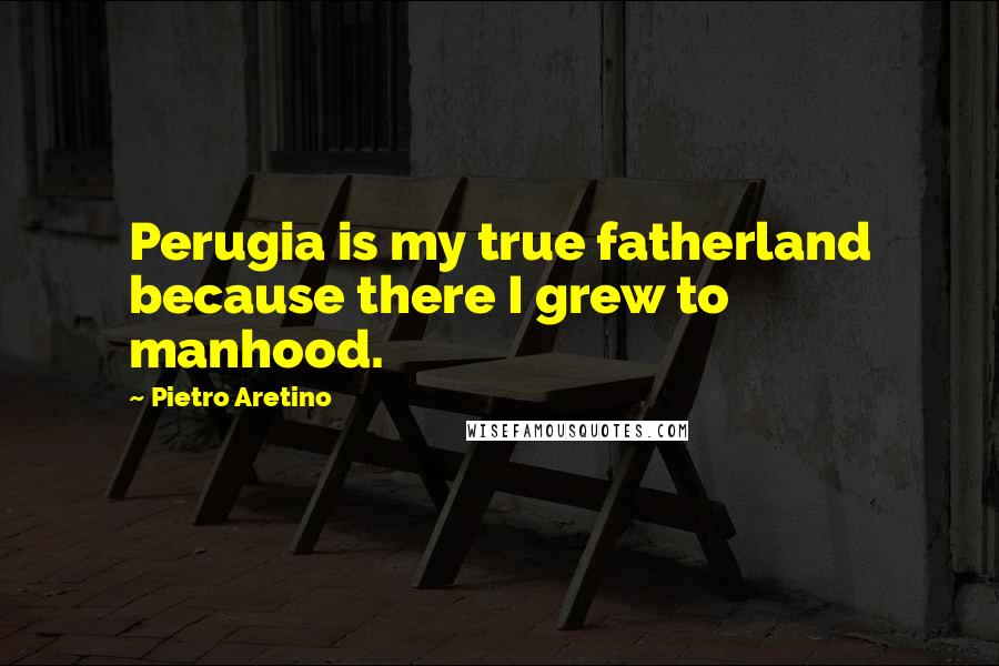 Pietro Aretino Quotes: Perugia is my true fatherland because there I grew to manhood.