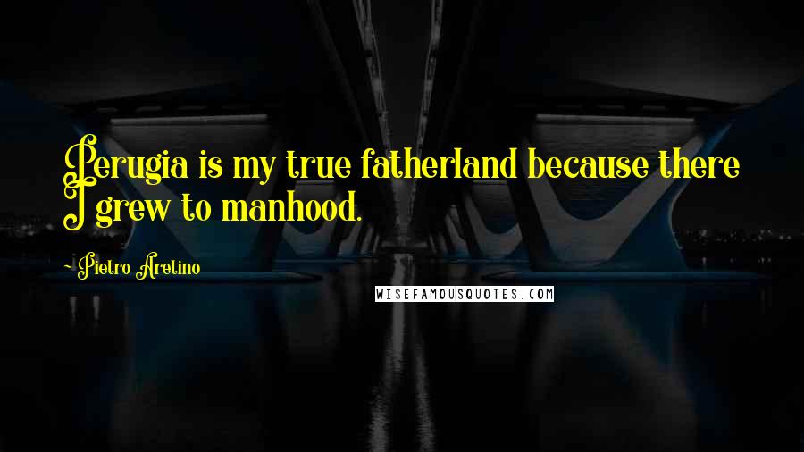 Pietro Aretino Quotes: Perugia is my true fatherland because there I grew to manhood.