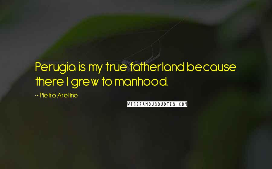 Pietro Aretino Quotes: Perugia is my true fatherland because there I grew to manhood.