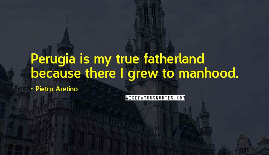 Pietro Aretino Quotes: Perugia is my true fatherland because there I grew to manhood.