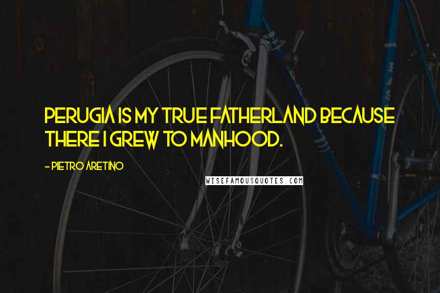 Pietro Aretino Quotes: Perugia is my true fatherland because there I grew to manhood.