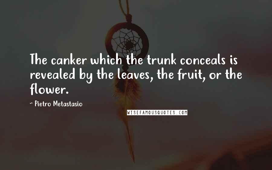 Pietro Metastasio Quotes: The canker which the trunk conceals is revealed by the leaves, the fruit, or the flower.