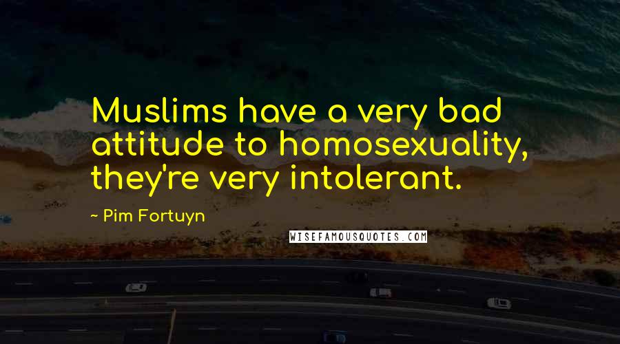 Pim Fortuyn Quotes: Muslims have a very bad attitude to homosexuality, they're very intolerant.