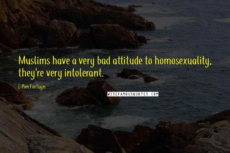 Pim Fortuyn Quotes: Muslims have a very bad attitude to homosexuality, they're very intolerant.