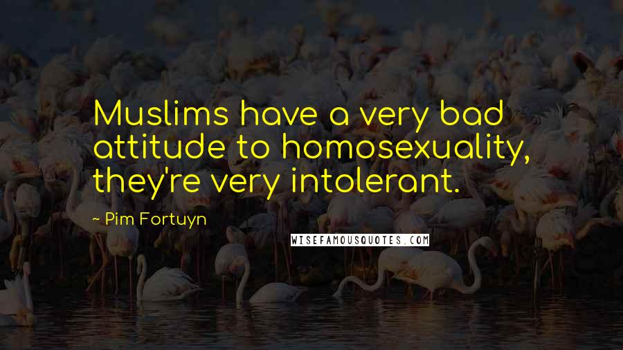 Pim Fortuyn Quotes: Muslims have a very bad attitude to homosexuality, they're very intolerant.