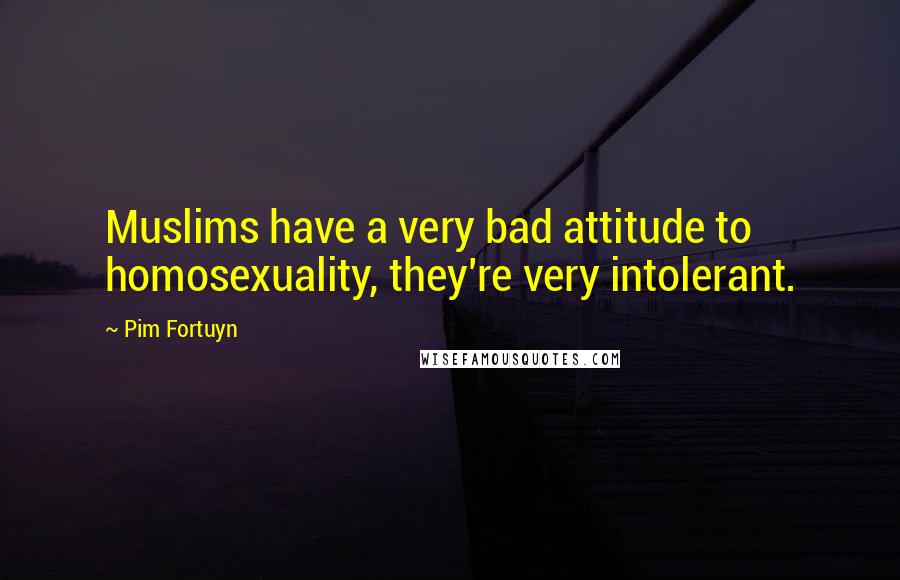 Pim Fortuyn Quotes: Muslims have a very bad attitude to homosexuality, they're very intolerant.