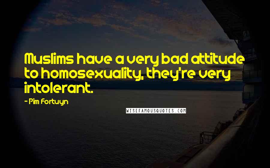 Pim Fortuyn Quotes: Muslims have a very bad attitude to homosexuality, they're very intolerant.