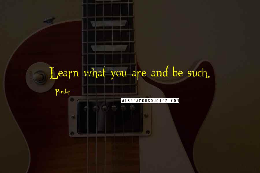 Pindar Quotes: Learn what you are and be such.