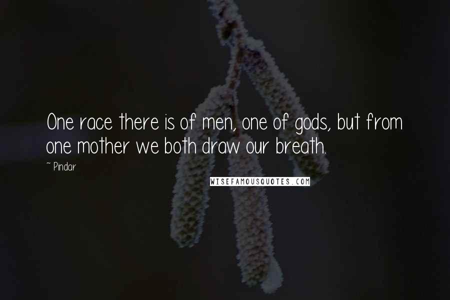 Pindar Quotes: One race there is of men, one of gods, but from one mother we both draw our breath.