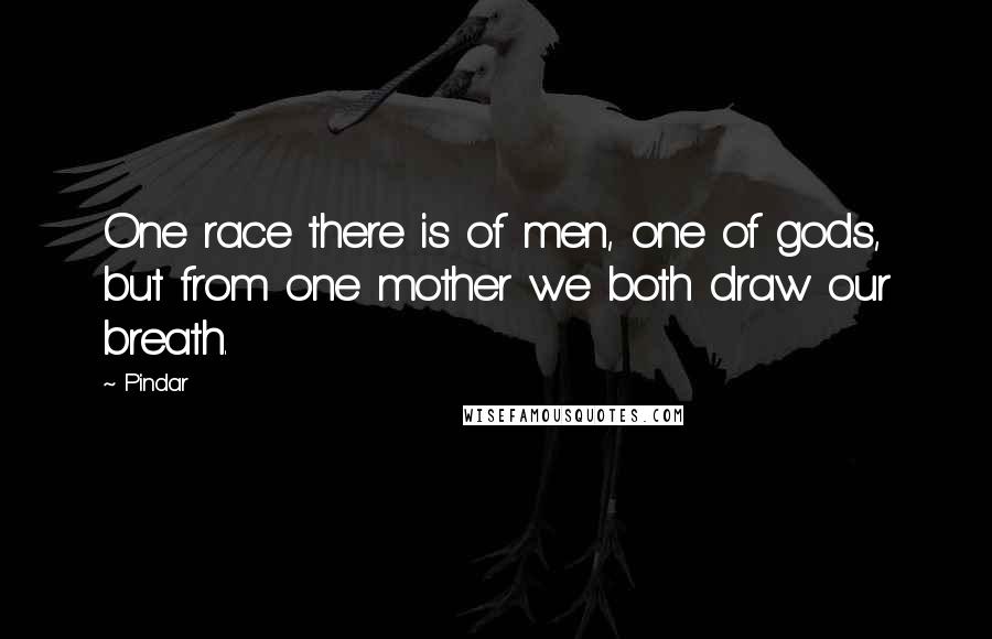 Pindar Quotes: One race there is of men, one of gods, but from one mother we both draw our breath.