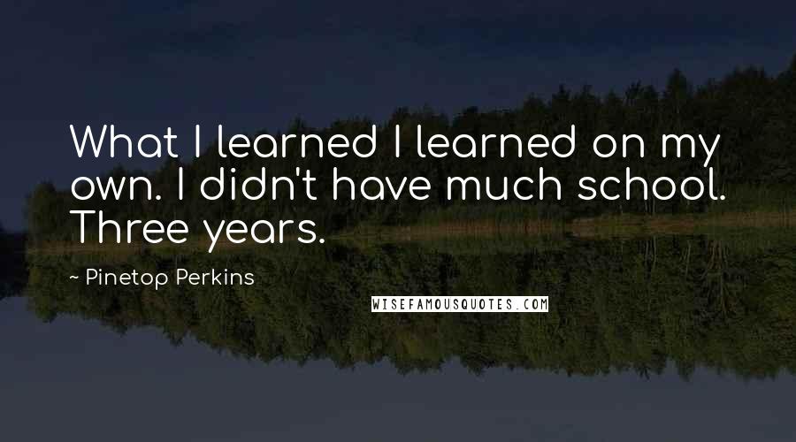 Pinetop Perkins Quotes: What I learned I learned on my own. I didn't have much school. Three years.