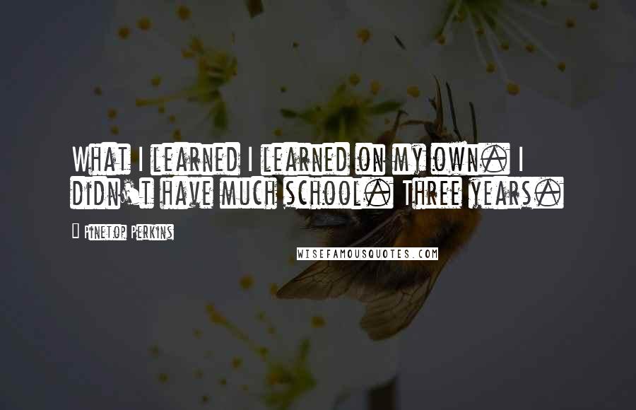 Pinetop Perkins Quotes: What I learned I learned on my own. I didn't have much school. Three years.