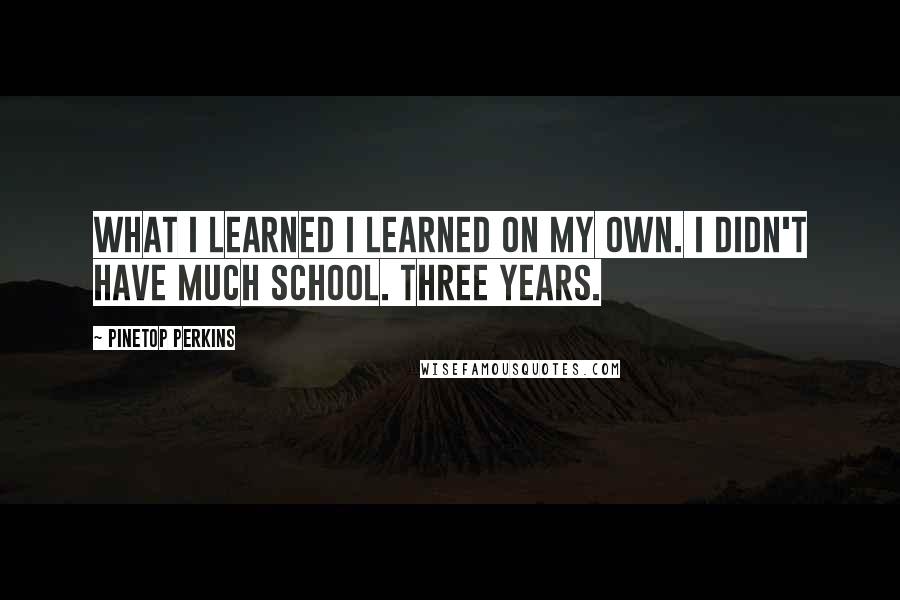 Pinetop Perkins Quotes: What I learned I learned on my own. I didn't have much school. Three years.