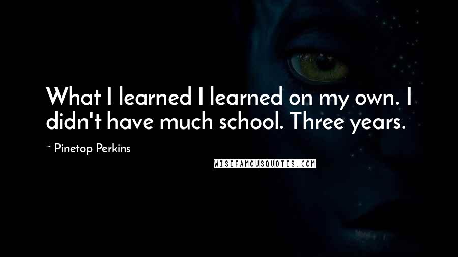 Pinetop Perkins Quotes: What I learned I learned on my own. I didn't have much school. Three years.